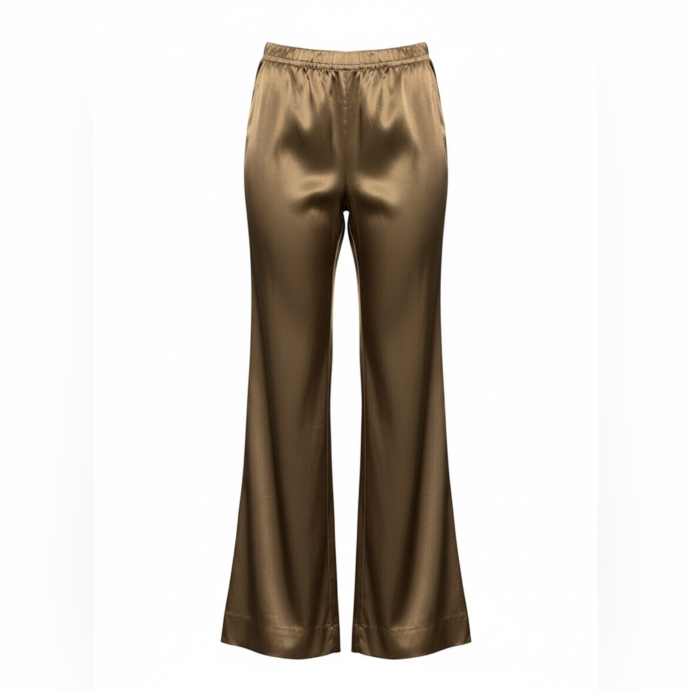 ASTR Wide-Leg Satin Pants in Bronze